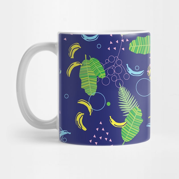 Green and Blue Banana Jungle Print by frokenfryxell